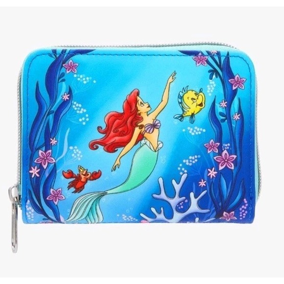 Loungefly Handbags - NEW Loungefly Disney The Little Mermaid Ariel And Flounder‎ Sealife Zip Wallet!
